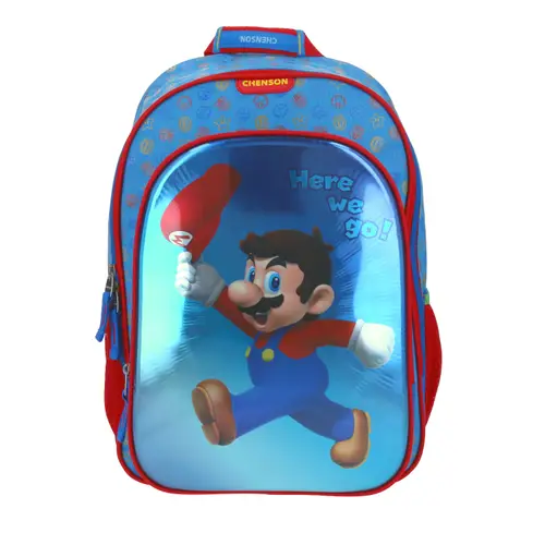 Mochila escolar para niño Mario Bros by Chenson color azul - Duradera y divertida 1