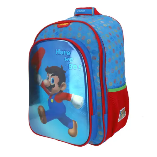 Mochila escolar para niño Mario Bros by Chenson color azul - Duradera y divertida 2