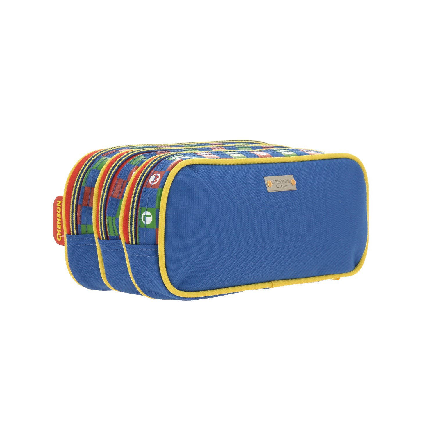 Lapicera escolar para niño Mario Bros by Chenson color azul con triple compartimento 3