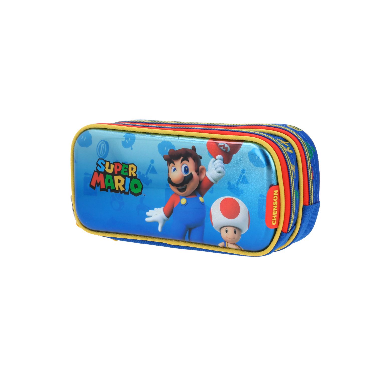 Lapicera escolar para niño Mario Bros by Chenson azul con triple compartimento 2
