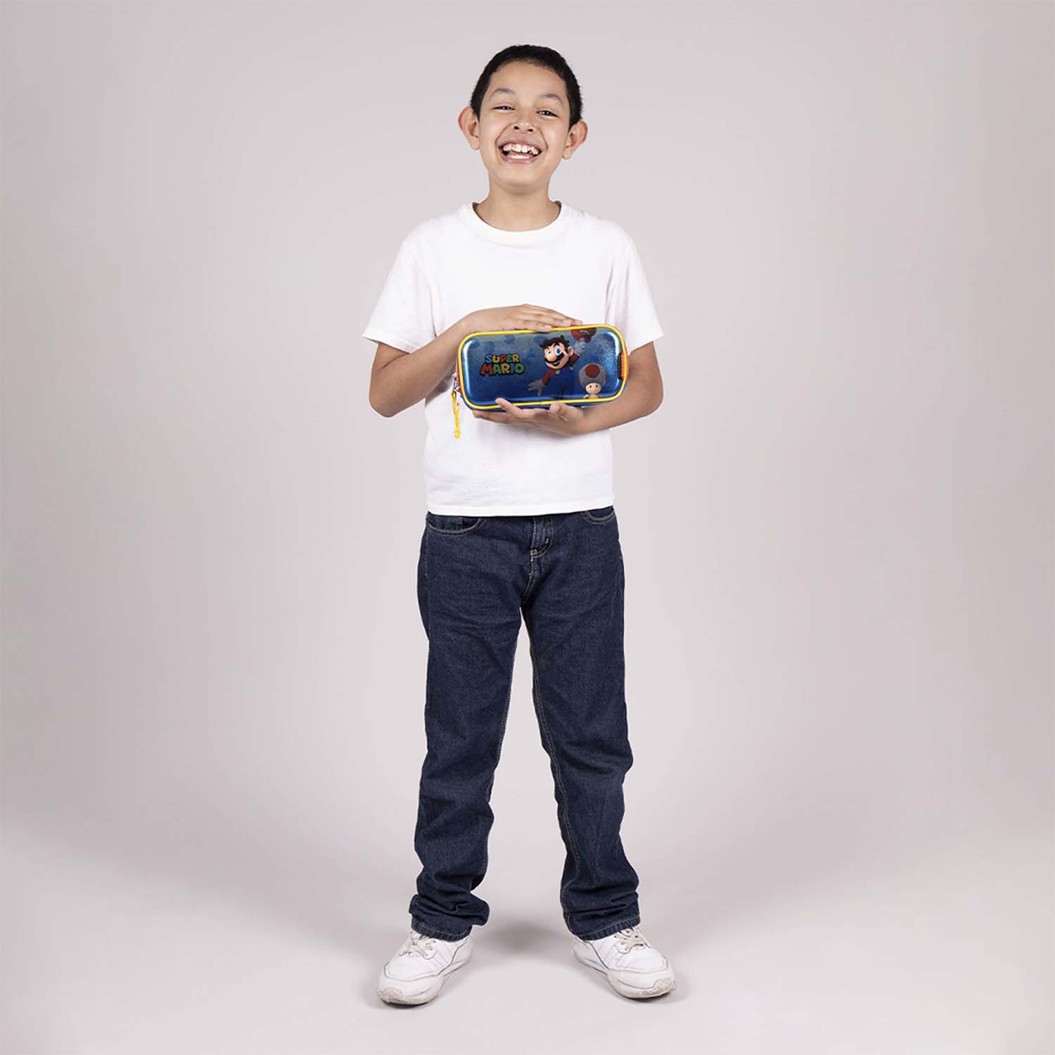 Lapicera escolar para niño Mario Bros by Chenson azul con triple compartimento - vista 2