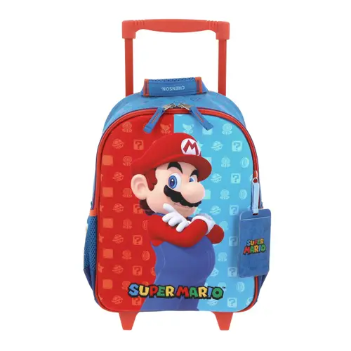 Kit Escolar Mario Bros by Chenson Mochila con Ruedas + Lonchera Azul Infantil - Modelo MB66082 1