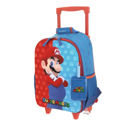 Kit Escolar Mario Bros by Chenson Azul (Mochila con Ruedas + Lonchera + Lapicera) Infantil - Modelo MB66082 2