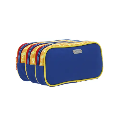 Lapicera escolar para niño Mario Bros by Chenson color azul con triple compartimento - Modelo MB66107 3