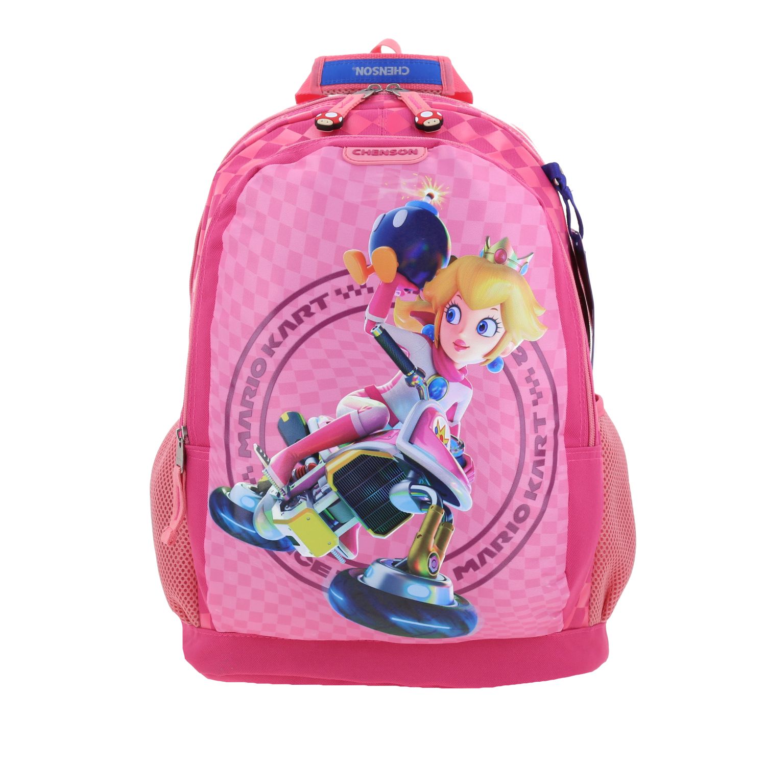 Mochila escolar para niña Mario Bros fucsia con diseño divertido y duradero
