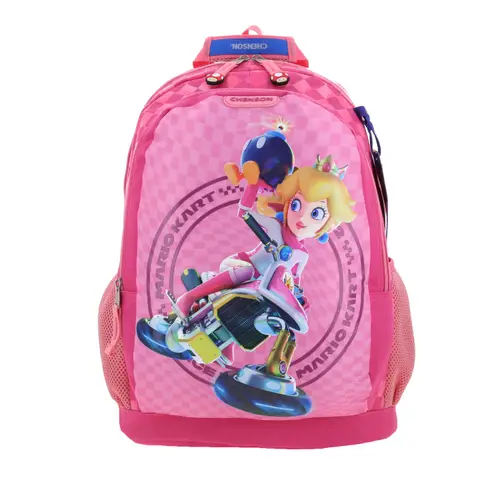 Mochila escolar para niña Mario Bros fucsia con diseño divertido y duradero