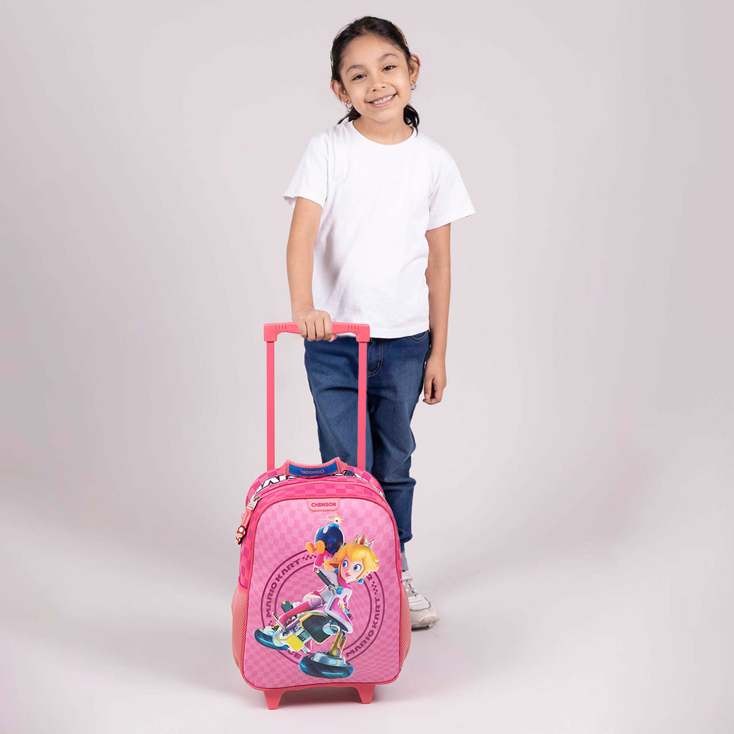 Mochila con Ruedas Mario Bros Fucsia para Niña - Diversión y Durabilidad - vista 2