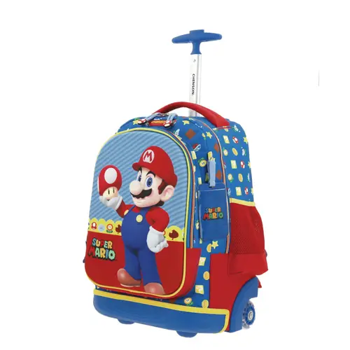 Kit Escolar Mario Bros by Chenson Azul (Mochila con Ruedas + Lonchera + Lapicera) Infantil - Modelo MB66264 3
