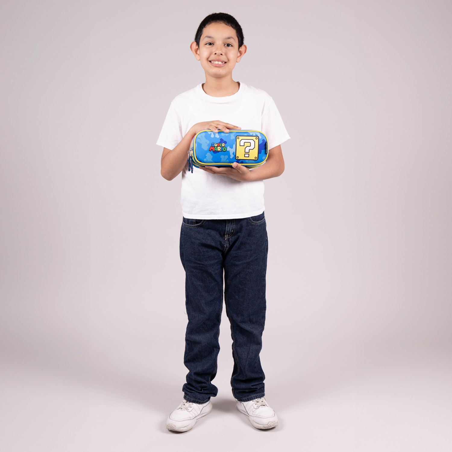 Lapicera escolar para niño Mario Bros by Chenson color azul con triple compartimento - vista 2