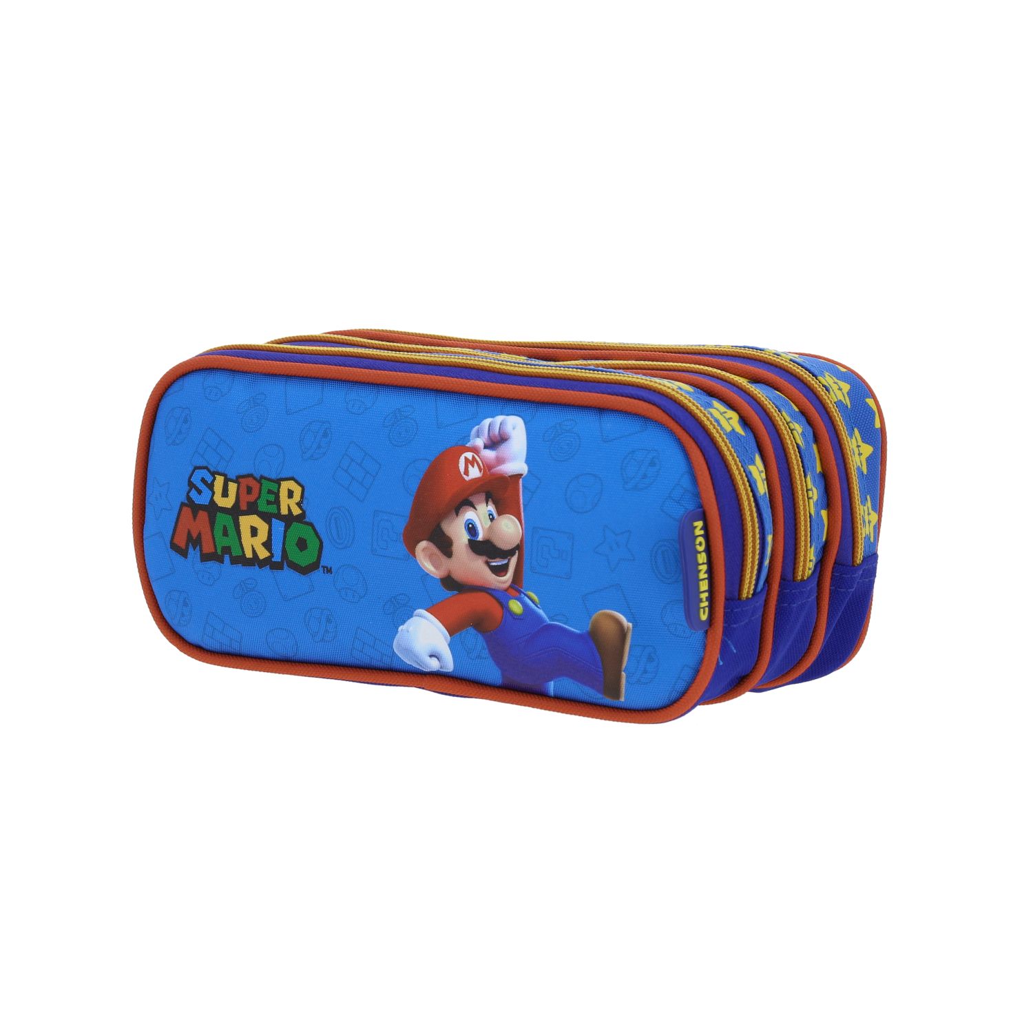 Lapicera escolar Mario Bros by Chenson azul con triple compartimento 2