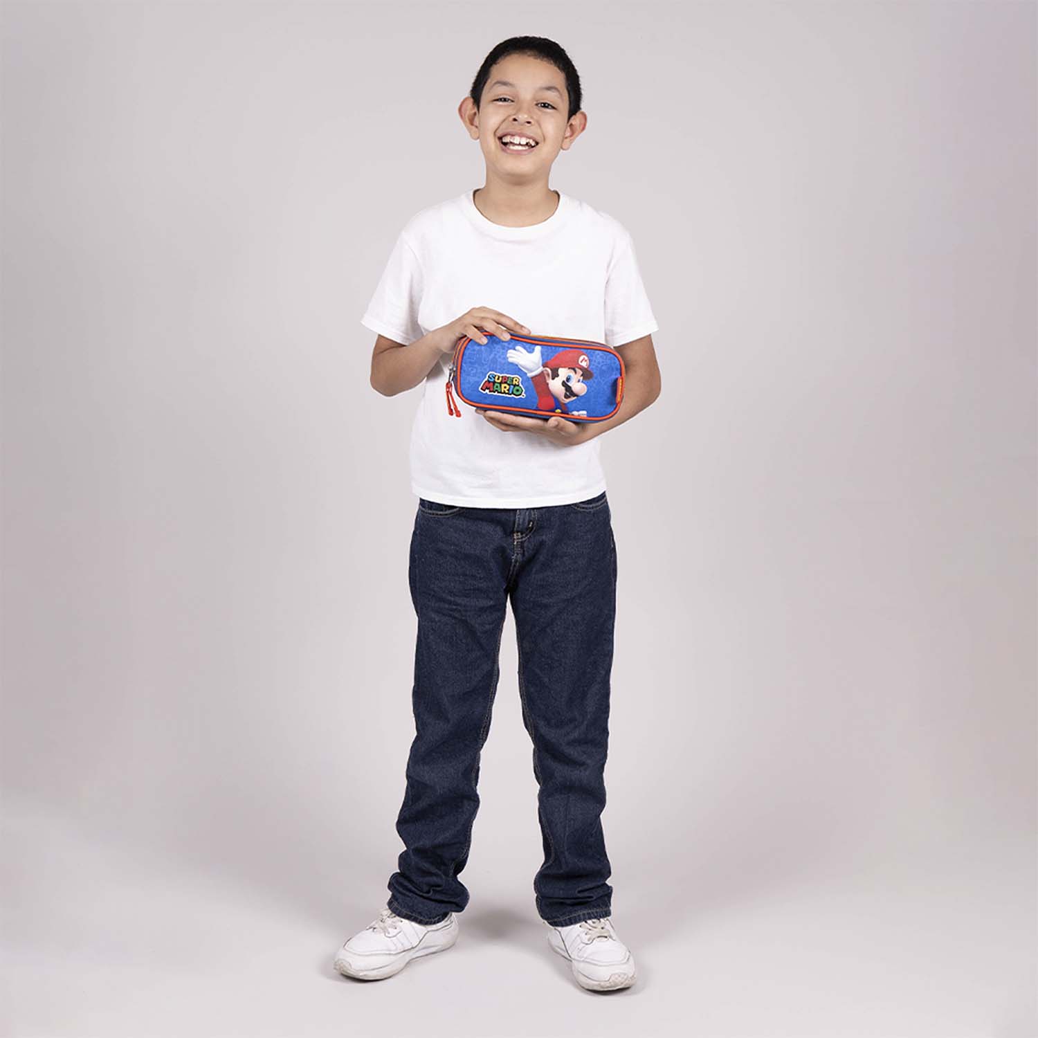 Lapicera escolar para niño Mario Bros by Chenson color azul con doble compartimento - vista 2