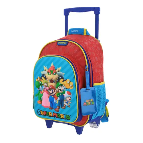 Kit Escolar Mario Bros by Chenson Rojo (Mochila con Ruedas + Lonchera + Lapicera) Infantil - Modelo MB66371 2