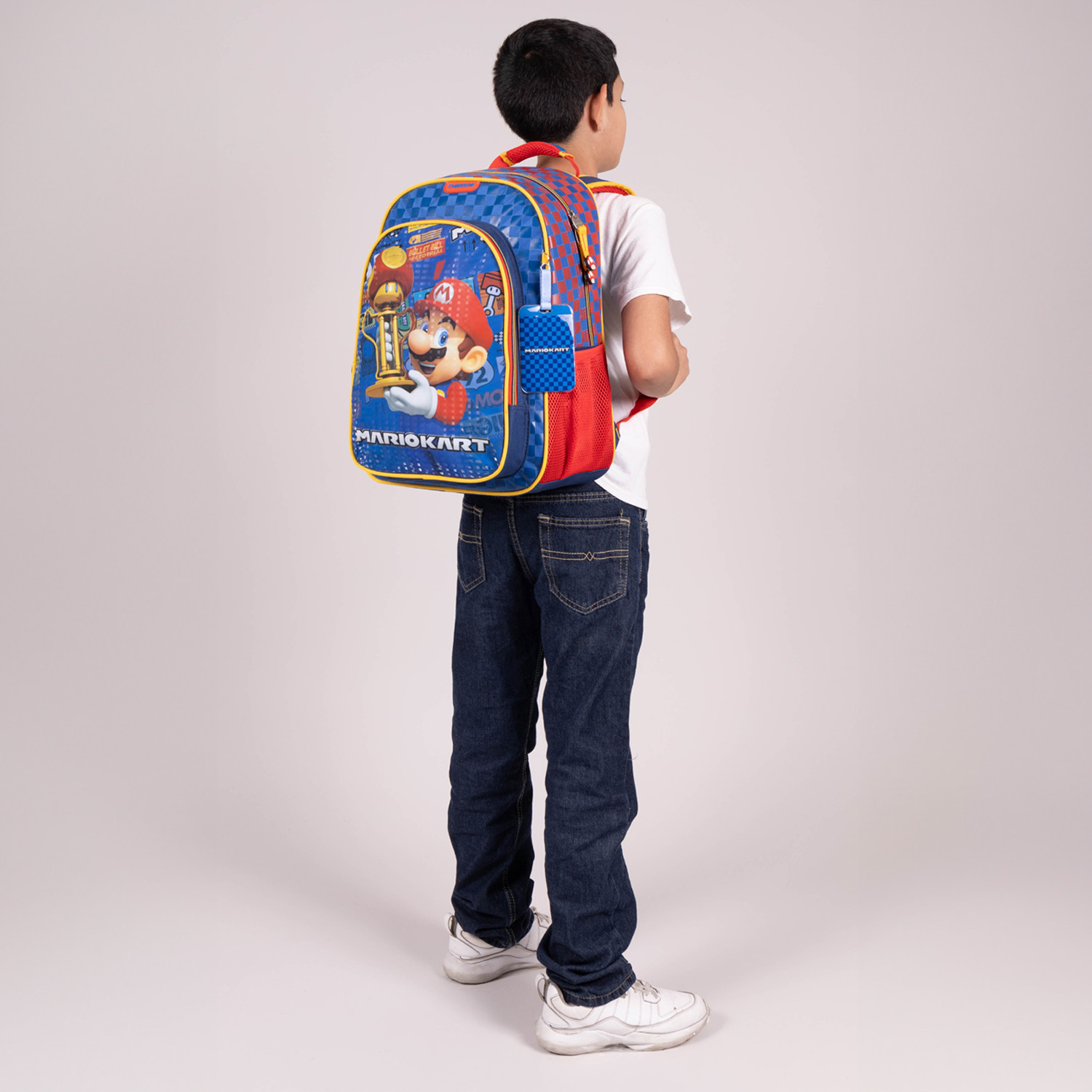 Mochila escolar para niño Mario Bros by Chenson color azul divertida - vista 2