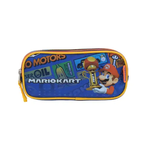 Lapicera escolar para niño Mario Bros by Chenson azul con doble compartimento 1