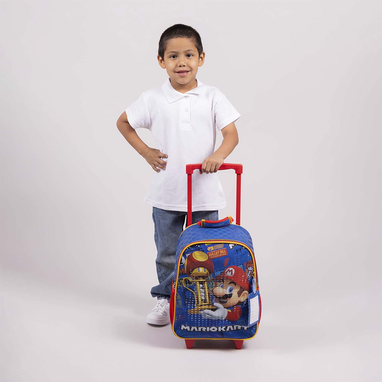 Mochila con Ruedas Mario Bros Azul para Niño - Diversión y Durabilidad - vista 2