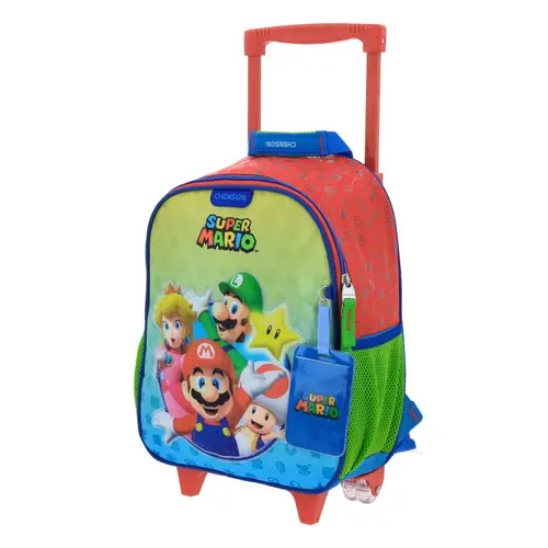 Kit Escolar Mario Bros by Chenson (Mochila con Ruedas + Lapicera) Rojo Infantil - Modelo MB66457 3