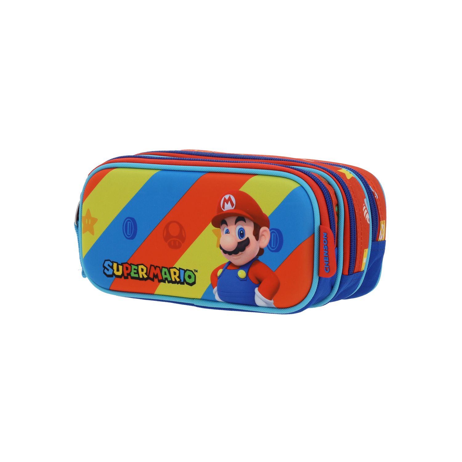Lapicera escolar Mario Bros by Chenson roja con triple compartimento 2