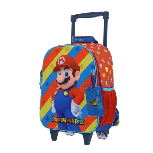 Kit Escolar Mario Bros by Chenson Mochila con Ruedas + Lapicera Rojo Infantil 3