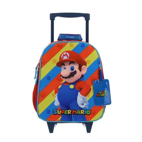 Kit Escolar Mario Bros by Chenson Mochila con Ruedas + Lonchera + Lapicera Rojo - Modelo MB66577 1