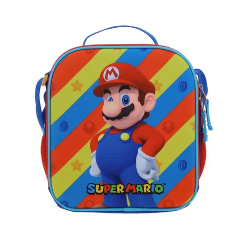 Kit Escolar Mario Bros by Chenson Mochila con Ruedas + Lonchera + Lapicera Rojo - Modelo MB66577 3