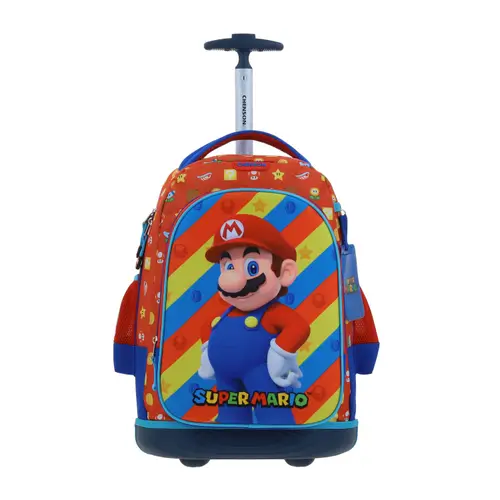 Kit Escolar Mario Bros by Chenson Mochila con Ruedas + Lonchera + Lapicera Rojo - Modelo MB66578 1