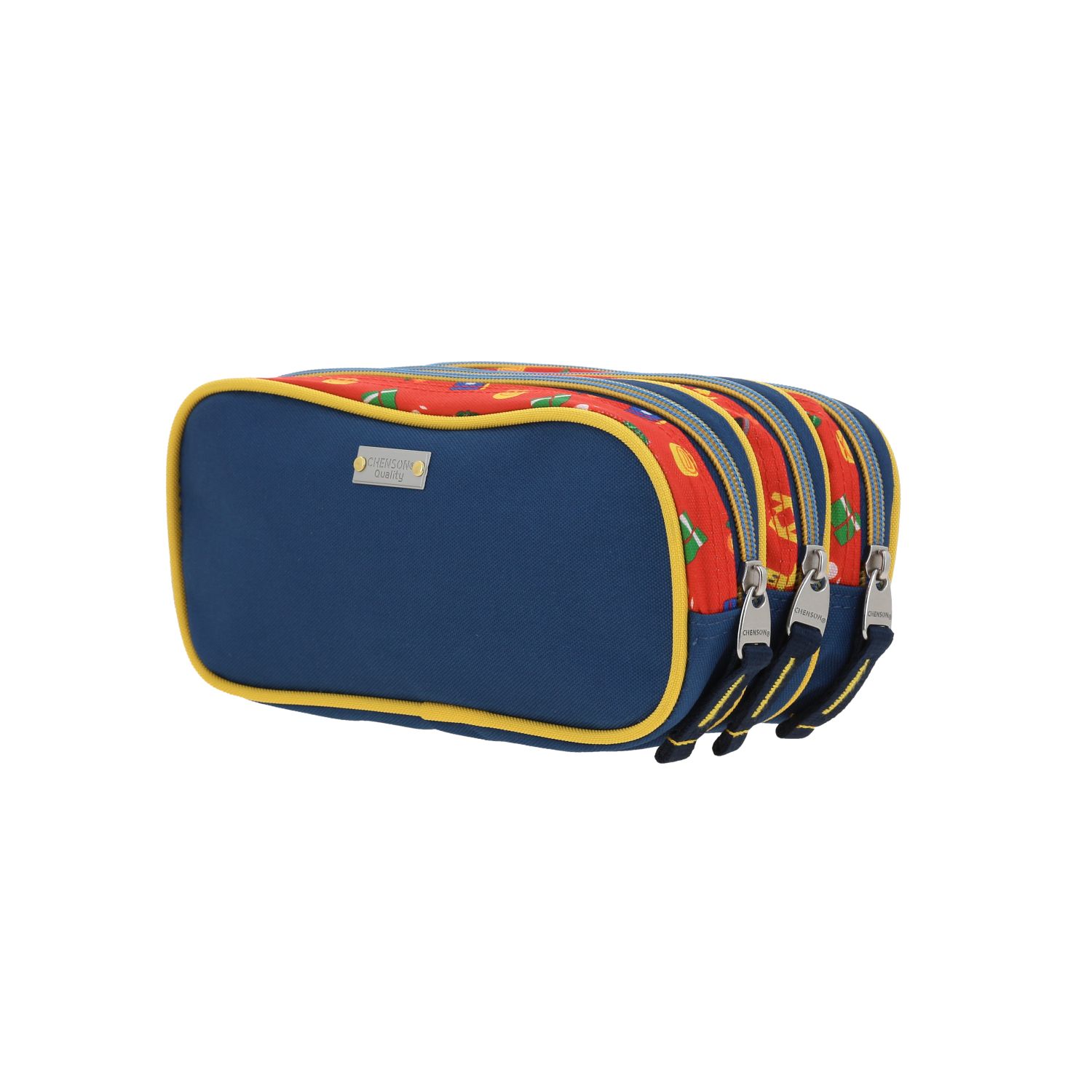 Lapicera escolar para niño Mario Bros by Chenson azul con triple compartimiento 5