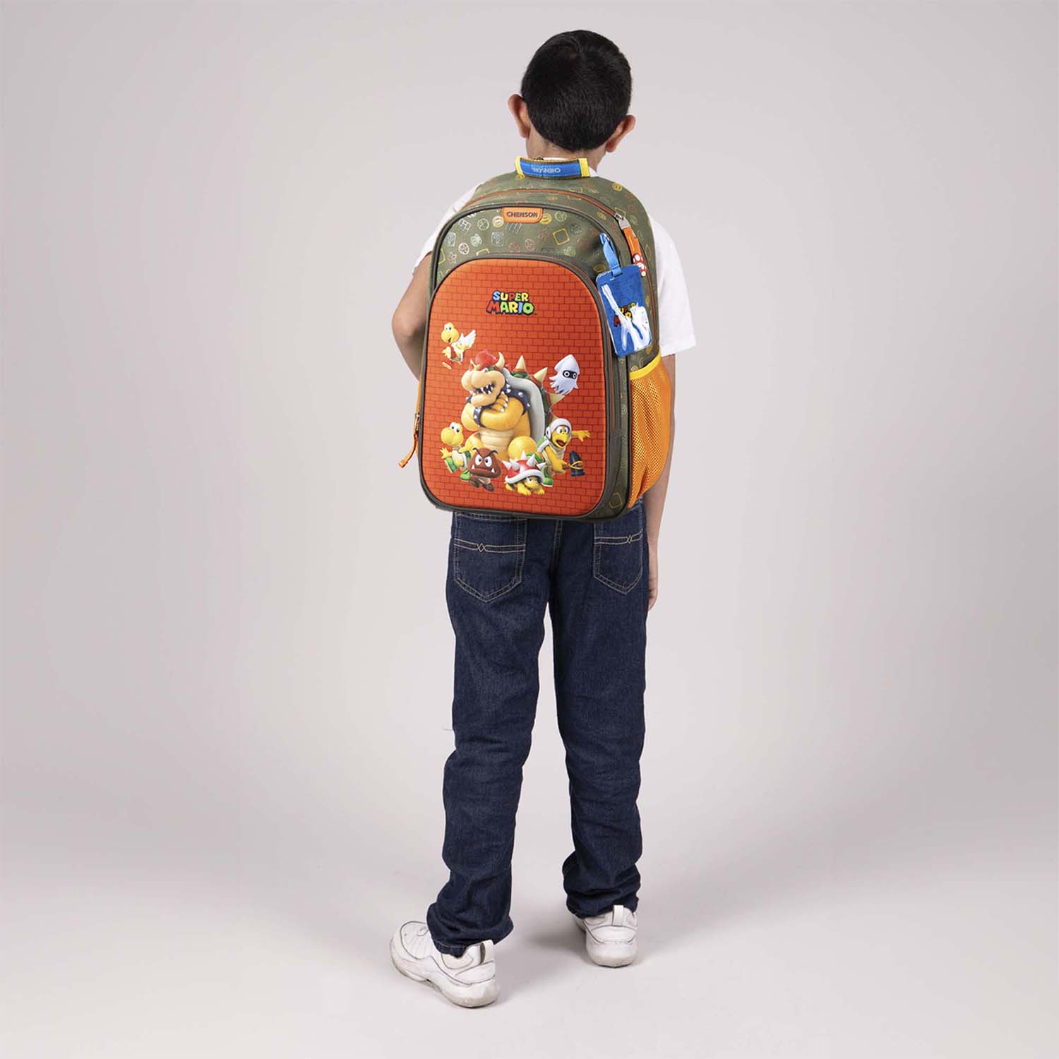 Mochila escolar para niño Mario Bros by Chenson color verde seco - Diversión y durabilidad - vista 2