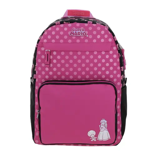 Mochila escolar para niña Mario Bros by Chenson color fucsia divertida y segura
