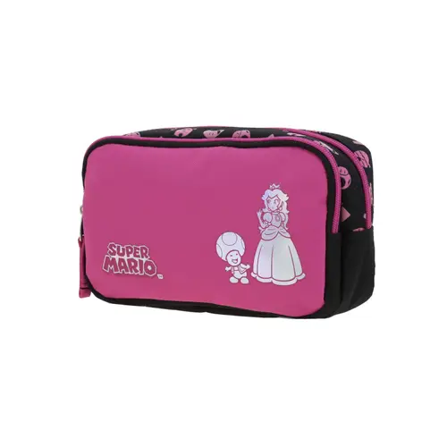 Lapicera escolar para niña Mario Bros by Chenson fucsia con doble compartimento - vista 2