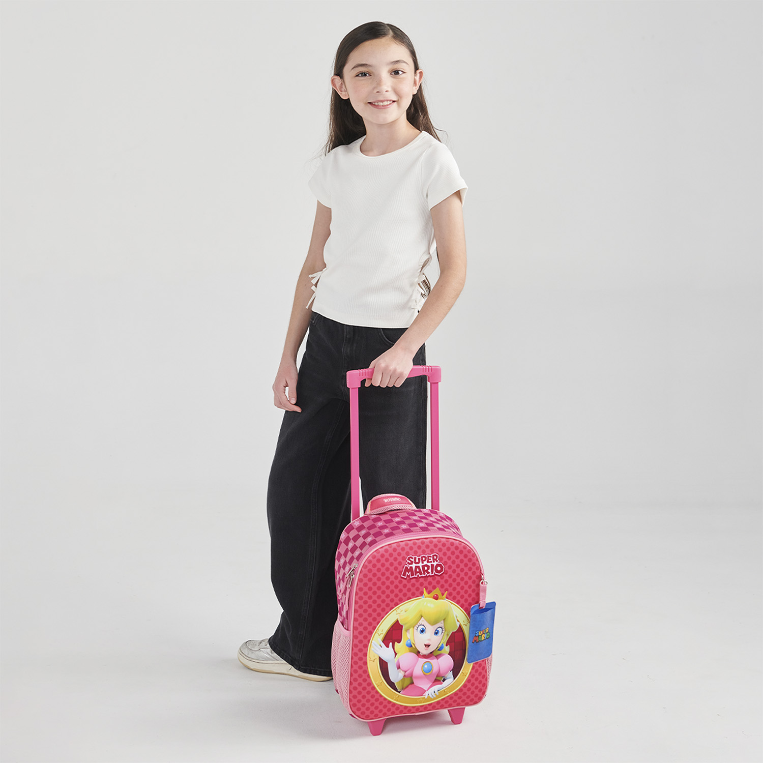 Mochila con Ruedas Mario Bros Rosa para Niña - Diversión y Durabilidad - vista 2