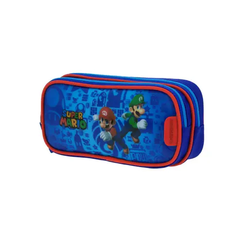 Lapicera escolar Mario Bros by Chenson, azul, doble compartimento 2