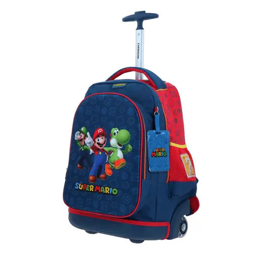 Mochila con Ruedas Mario Bros Azul para Niño - Modelo MB70378 2