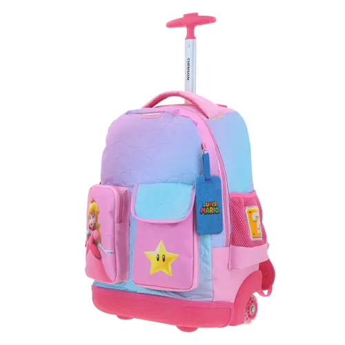Mochila con Ruedas Mario Bros Rosa para Niña - Diversión y Durabilidad - vista 2