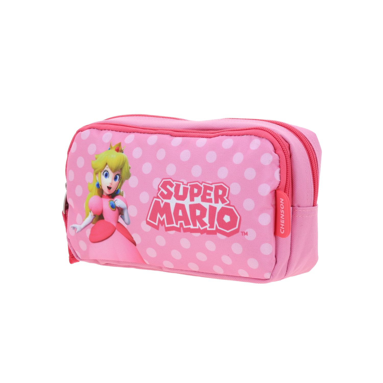 Lapicera escolar para niña Mario Bros by Chenson color rosa con doble compartimento 2