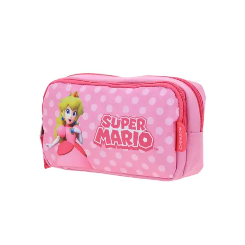 Lapicera escolar para niña Mario Bros by Chenson color rosa con doble compartimento - vista 2
