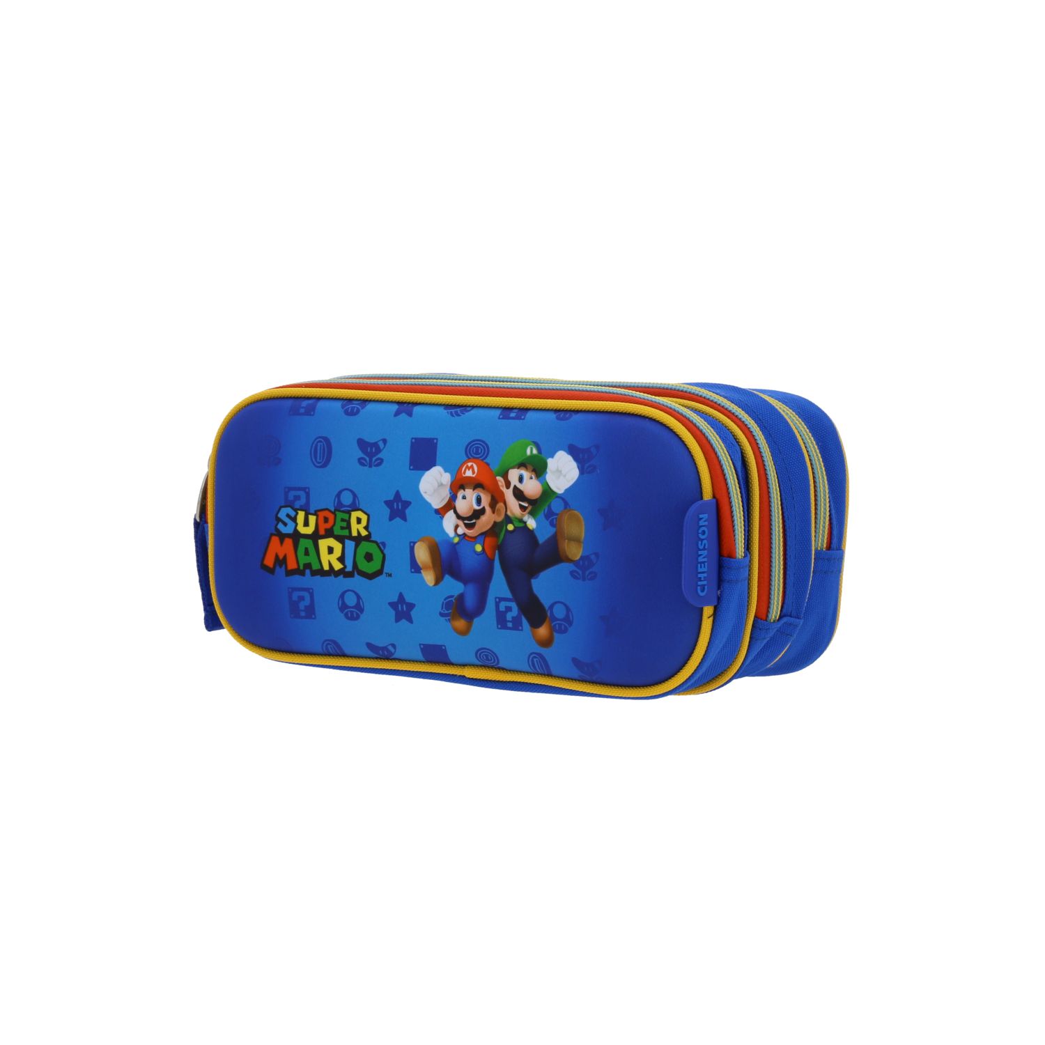 Lapicera escolar para niño Mario Bros by Chenson azul con triple compartimento 2