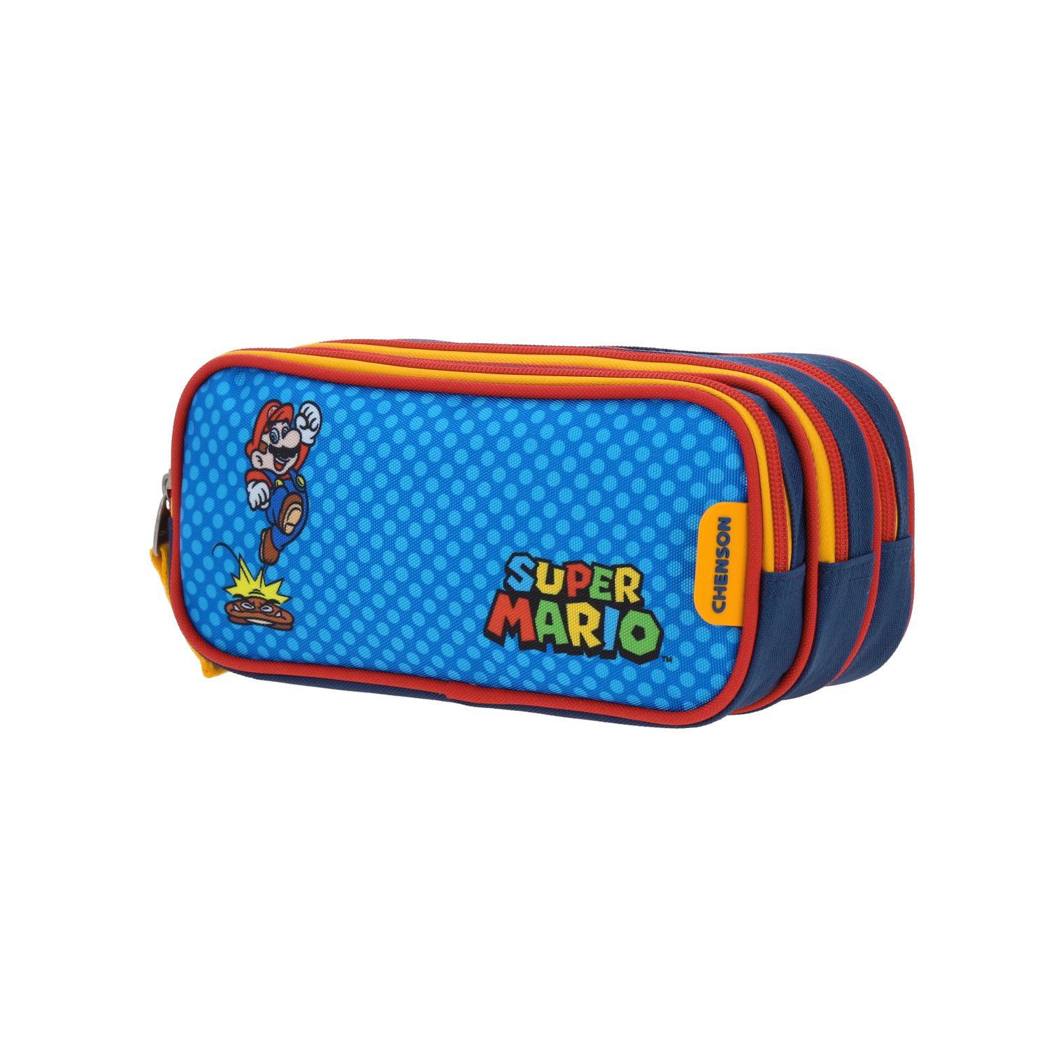 Lapicera escolar para niño Mario Bros by Chenson azul con triple compartimento 2