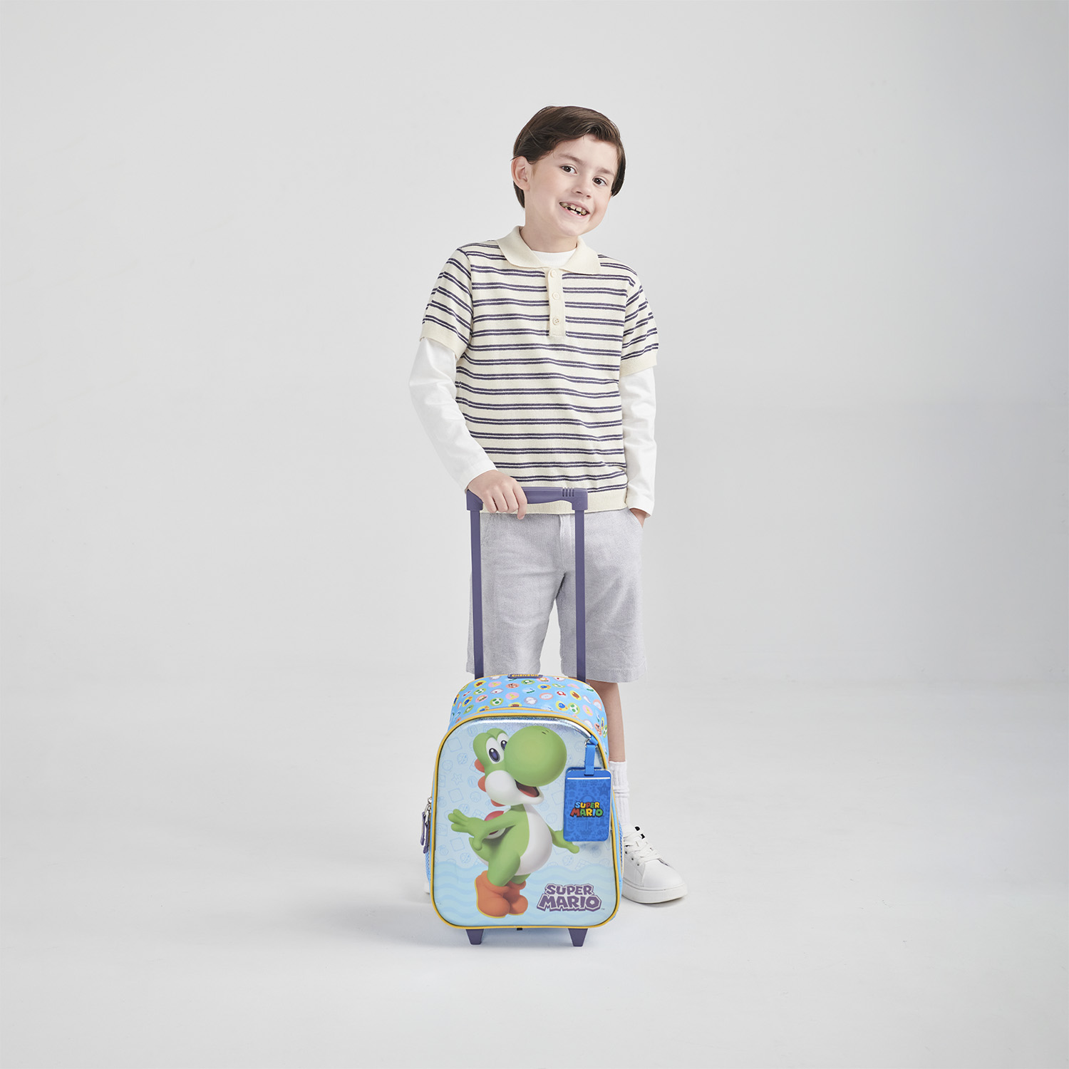 Mochila con Ruedas Mario Bros Azul para Niño - Diversión y Durabilidad - vista 2