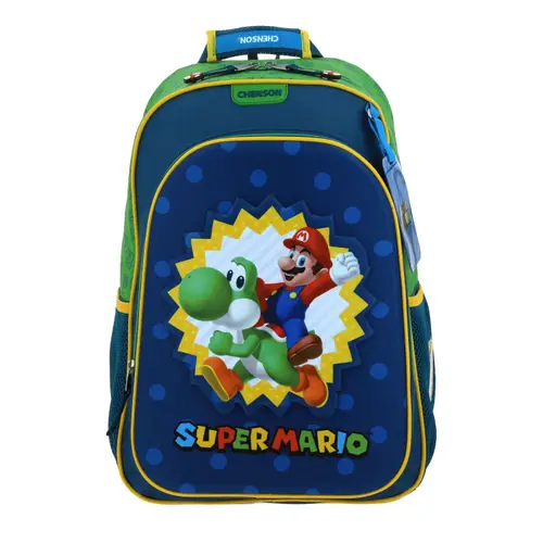Mochila escolar para niño Mario Bros by Chenson color azul, divertida y segura 1