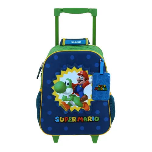 Kit Escolar Mario Bros by Chenson (Mochila con Ruedas + Lonchera) Azul Infantil - Modelo MB70629 1