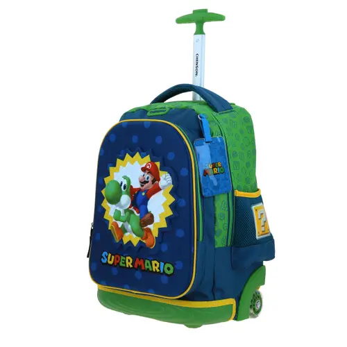 Kit Escolar Mario Bros by Chenson (Mochila con Ruedas + Lonchera) Azul Infantil - Modelo MB70630 2