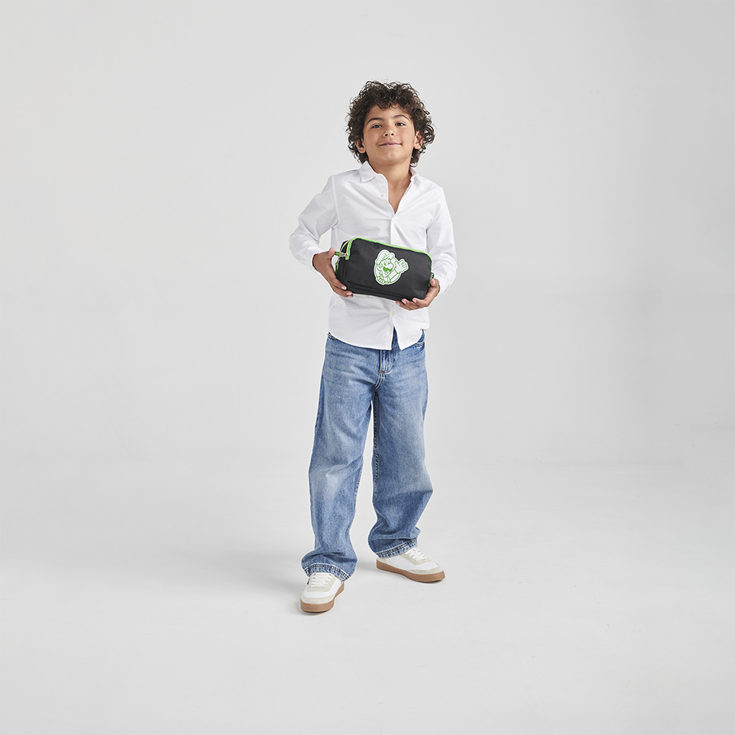 Lapicera escolar para niño Mario Bros by Chenson verde con doble compartimento - vista 2