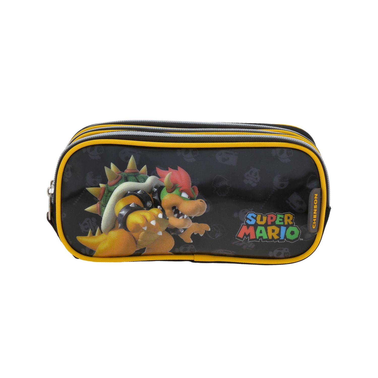 Lapicera escolar para niño Mario Bros by Chenson negra con triple compartimento