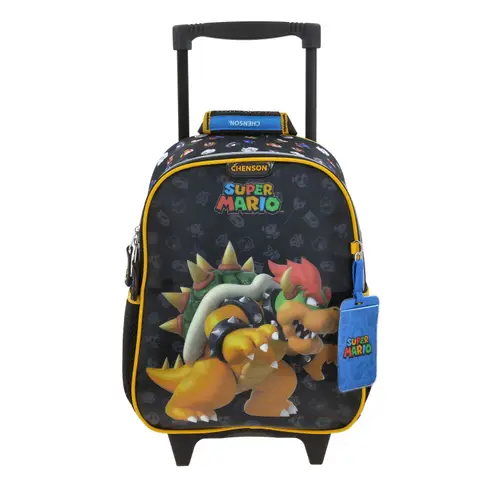 Kit Escolar Mario Bros by Chenson (Mochila con Ruedas + Lonchera) Negro Infantil - Modelo MB70714 1