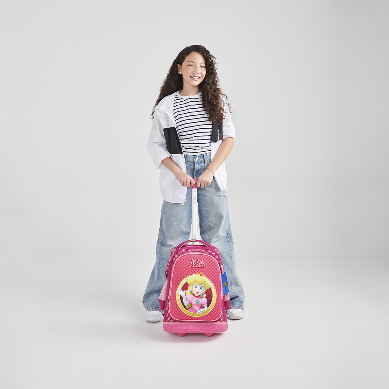 Mochila con Ruedas Mario Bros Rosa para Niña - Diversión y Durabilidad - vista 2