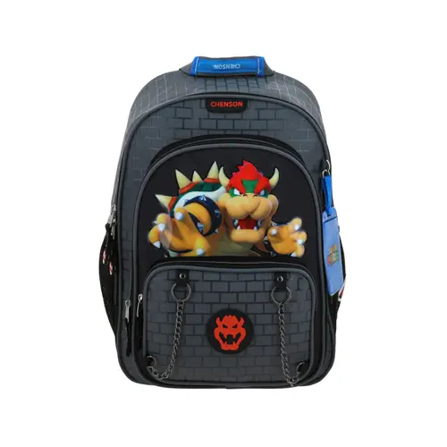Mochila Escolar Mario Bros Gris Chenson - Resistente Niño 1