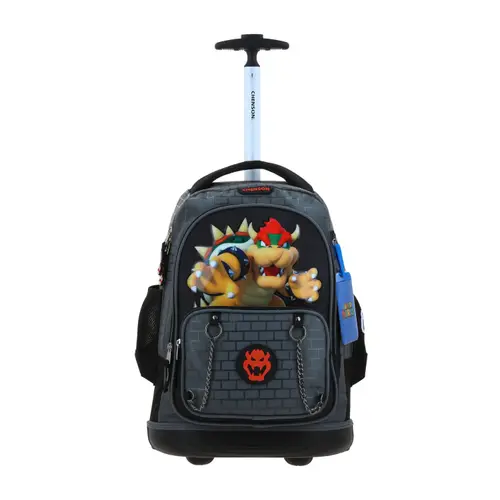 Mochila con Ruedas Mario Bros Gris Chenson Escolar Niño