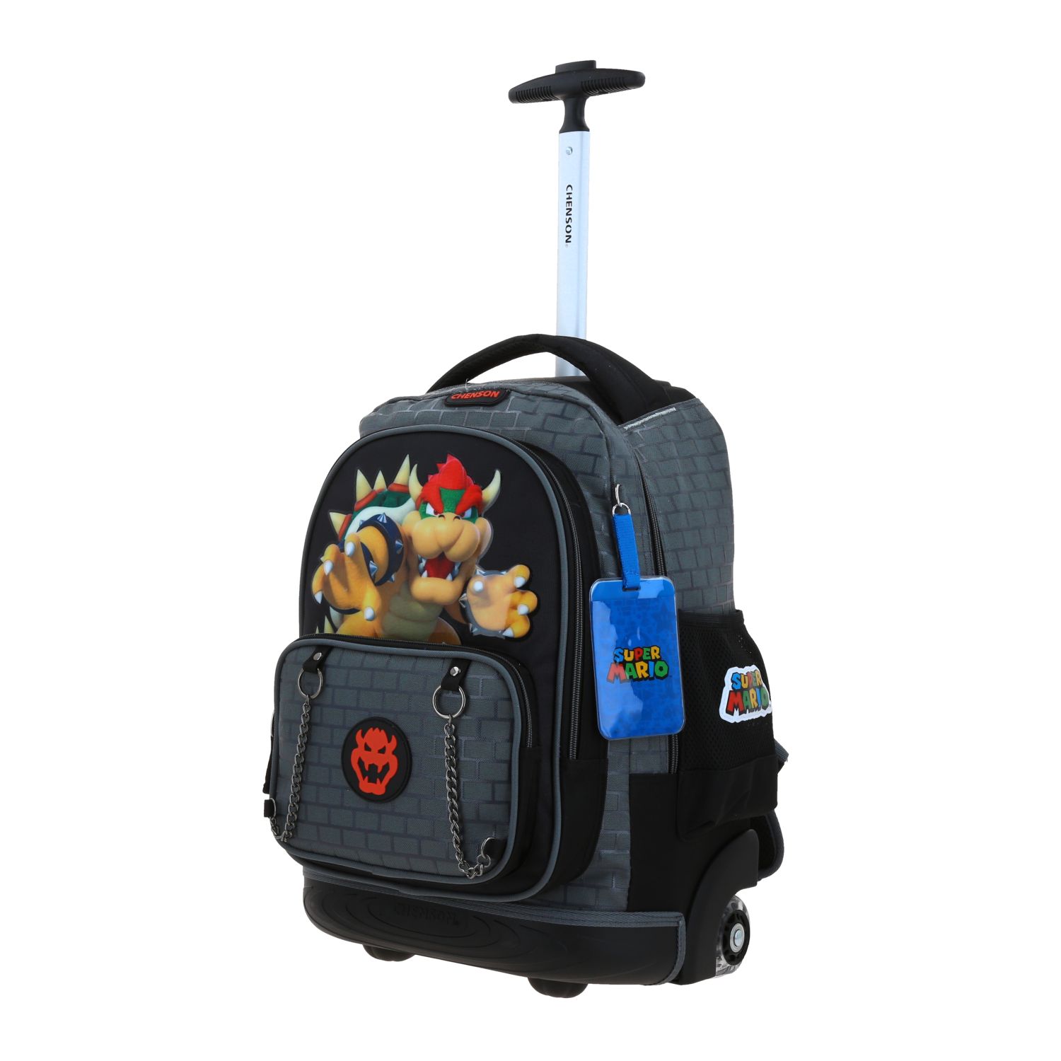 Mochila con Ruedas Mario Bros Gris Chenson Escolar Niño 2