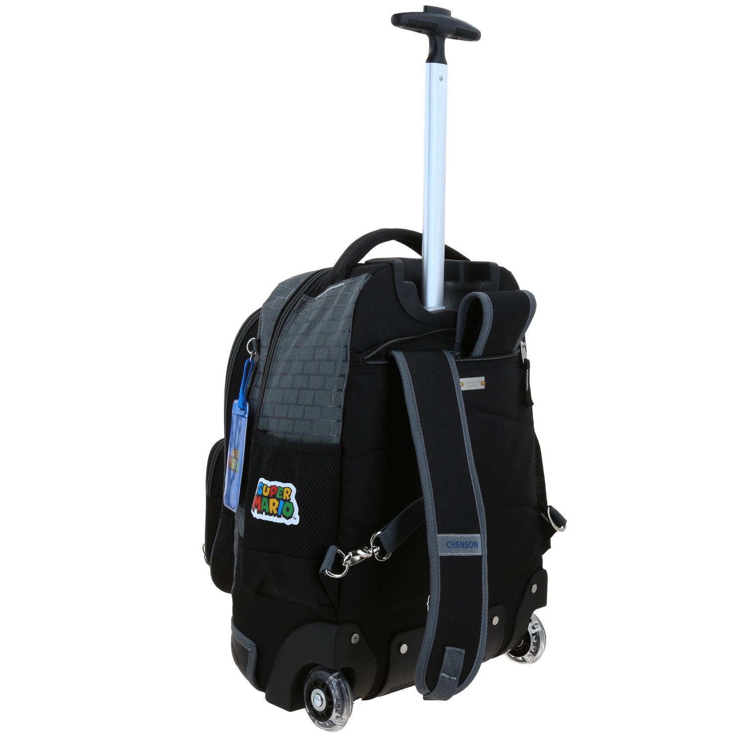 Mochila con Ruedas Mario Bros Gris Chenson Escolar Niño 3