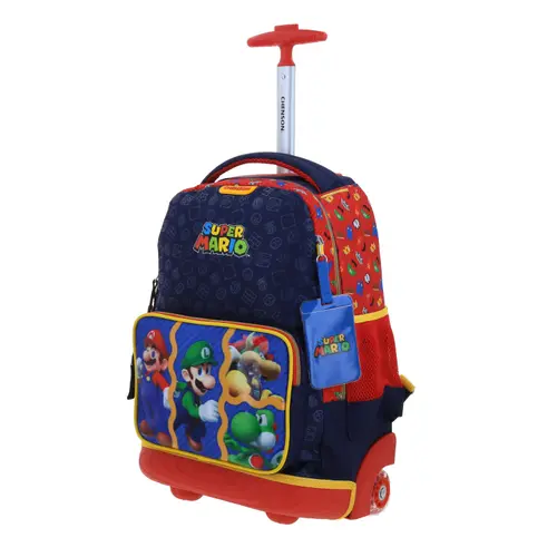Mochila con Ruedas Mario Bros Roja Primaria Chenson 3